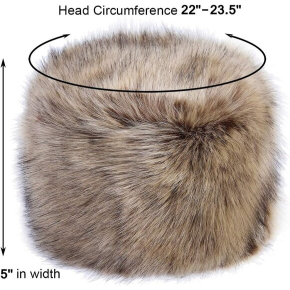 Women Warm Winter Russian Fluffy Faux Fur Hat Earwarmer  Women\'s Nature Winter Faux Fur Cossak Russian Style Hat Warm Cap